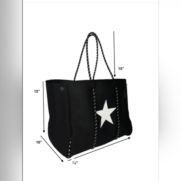 NEW DALLAS HILL Neoprene Tote Bag With Pouchette Grey With Star - Picture 5 of 11